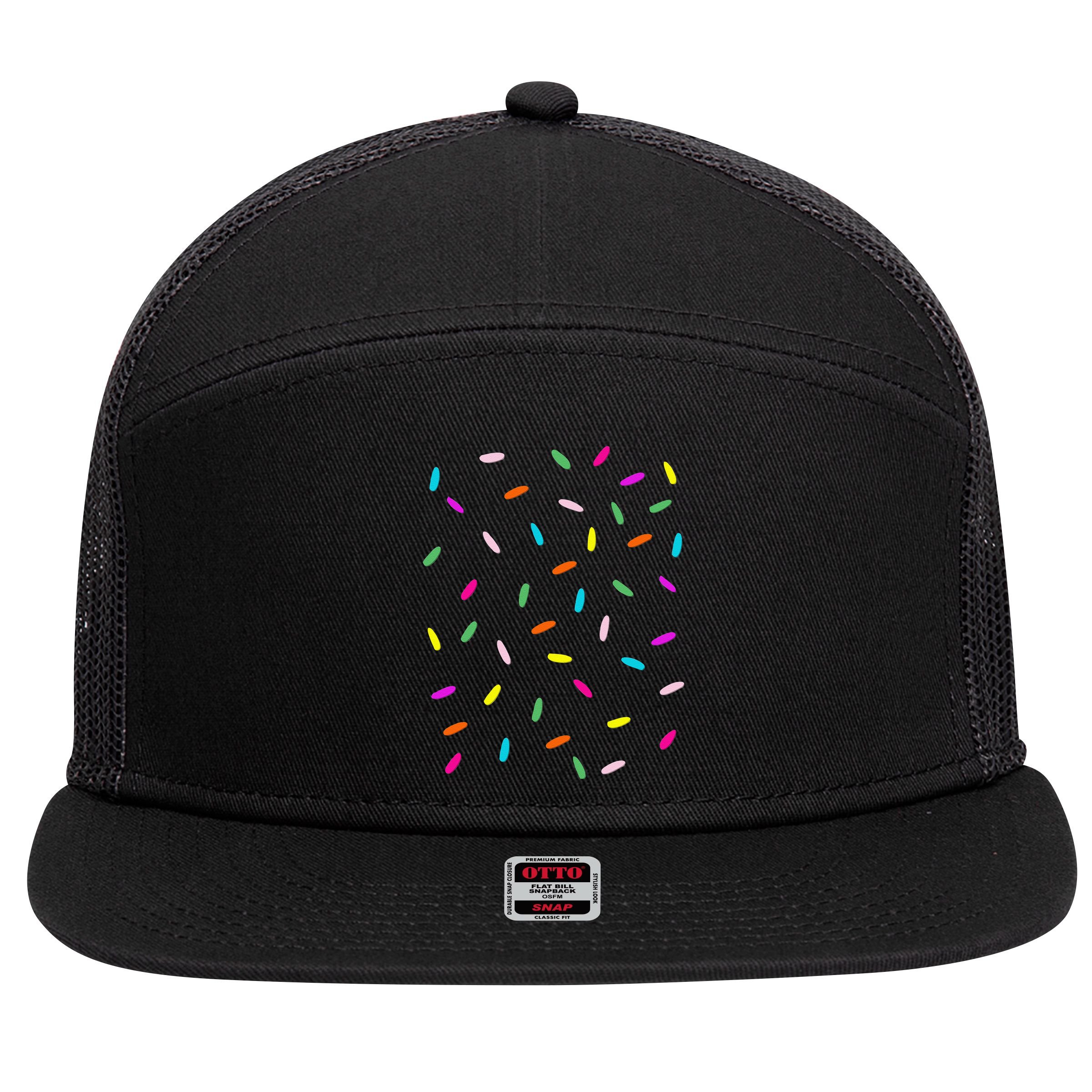 Rainbow Sprinkles Ice Cream Costume Halloween 7 Panel Mesh Trucker Snapback Hat