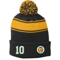 Retro Soccer Inspired Scotland Stripe Pom Pom Beanie