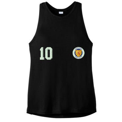 Retro Soccer Inspired Scotland Ladies PosiCharge Tri-Blend Wicking Tank
