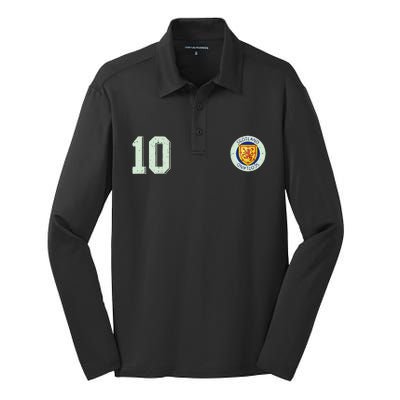 Retro Soccer Inspired Scotland Silk Touch Performance Long Sleeve Polo