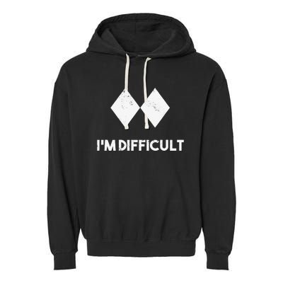 retro Ski I'm Difficult Skiing Skier Snowboard Snowboarder Garment-Dyed Fleece Hoodie