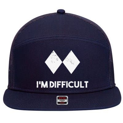 retro Ski I'm Difficult Skiing Skier Snowboard Snowboarder 7 Panel Mesh Trucker Snapback Hat