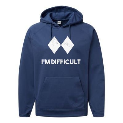 retro Ski I'm Difficult Skiing Skier Snowboard Snowboarder Performance Fleece Hoodie