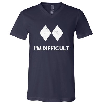 retro Ski I'm Difficult Skiing Skier Snowboard Snowboarder V-Neck T-Shirt