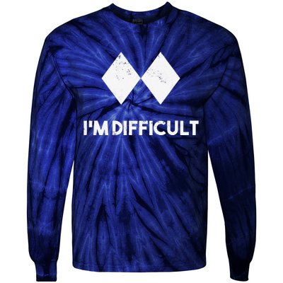 retro Ski I'm Difficult Skiing Skier Snowboard Snowboarder Tie-Dye Long Sleeve Shirt