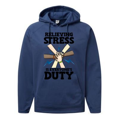 Relieving Stress Is Everyones Duty Awareness Month Gift Performance Fleece Hoodie