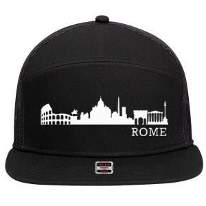 Rome Skyline Italy Gift For All Italians 7 Panel Mesh Trucker Snapback Hat