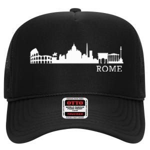 Rome Skyline Italy Gift For All Italians High Crown Mesh Back Trucker Hat