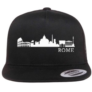 Rome Skyline Italy Gift For All Italians Flat Bill Trucker Hat