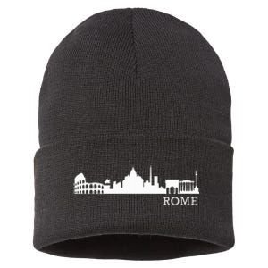 Rome Skyline Italy Gift For All Italians Sustainable Knit Beanie