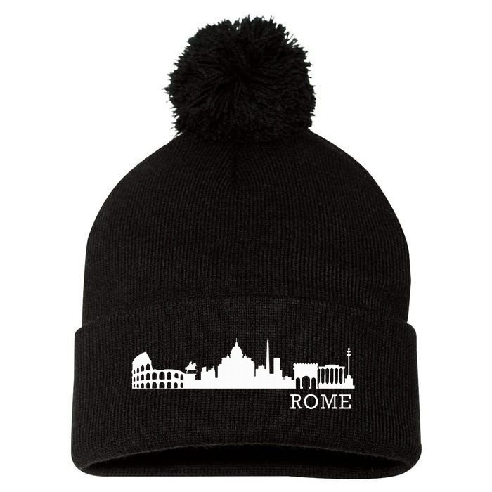 Rome Skyline Italy Gift For All Italians Pom Pom 12in Knit Beanie