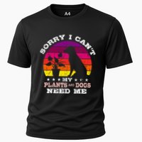 Retro Sorry I CanT My Plants And Dogs Need Me Gardener Cooling Performance Crew T-Shirt