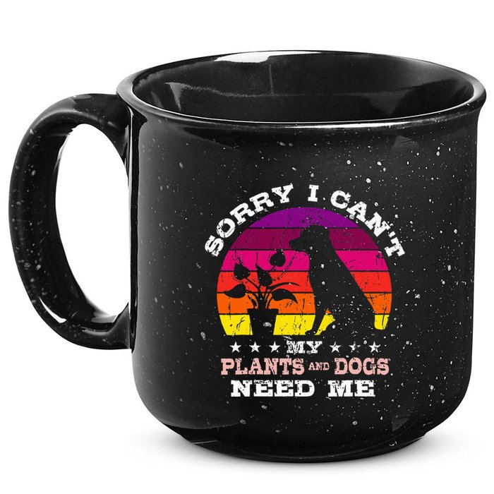 Retro Sorry I CanT My Plants And Dogs Need Me Gardener 15oz Campfire Ceramic Mug