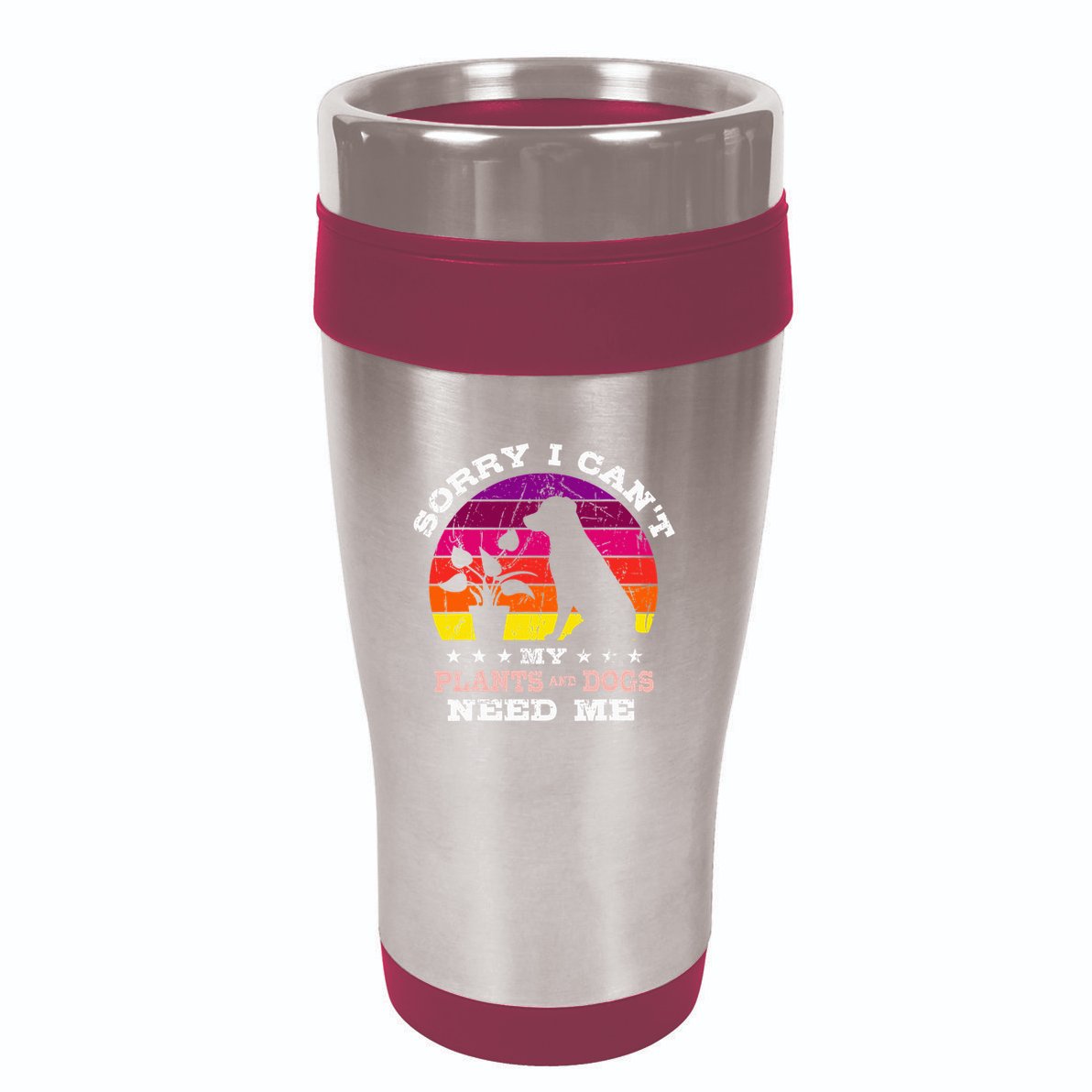 Retro Sorry I CanT My Plants And Dogs Need Me Gardener 16oz Travel Tumbler