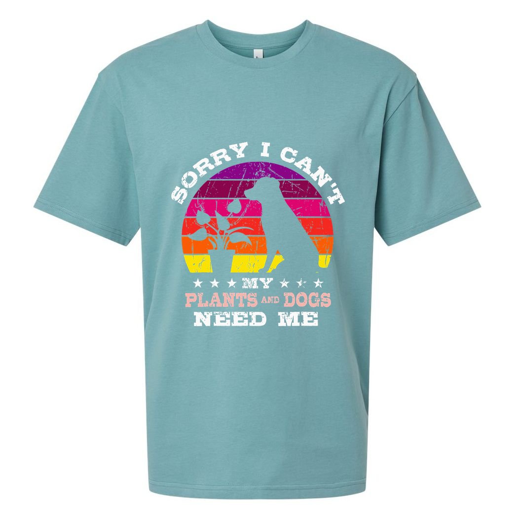 Retro Sorry I CanT My Plants And Dogs Need Me Gardener Sueded Cloud Jersey T-Shirt