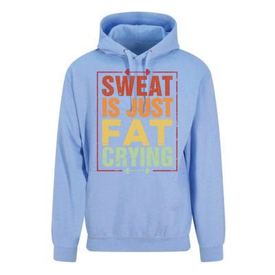 Retro Sweat Is Just Fat Crying Design Motivational Workout Gift Unisex Surf Hoodie