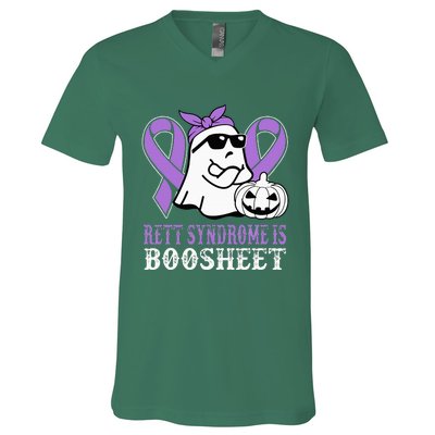 Rett Syndrome Is Boo Sheet Rett Syndrome Warrior Halloween V-Neck T-Shirt