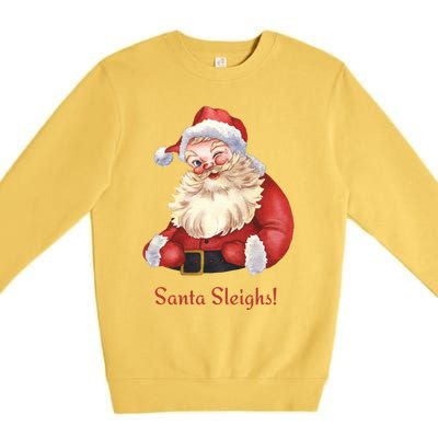 Retro Santa In Vintage Sleigh All Day Christmas Meaningful Gift Premium Crewneck Sweatshirt