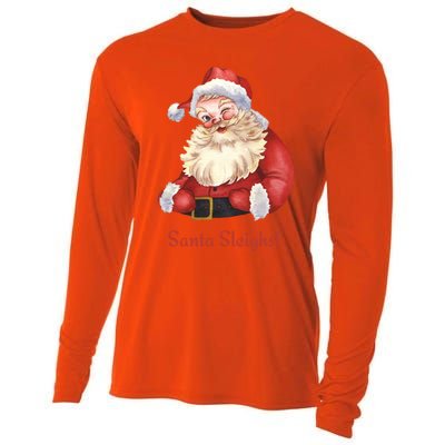 Retro Santa In Vintage Sleigh All Day Christmas Meaningful Gift Cooling Performance Long Sleeve Crew