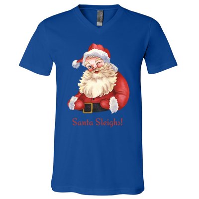 Retro Santa In Vintage Sleigh All Day Christmas Meaningful Gift V-Neck T-Shirt