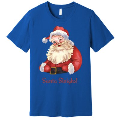 Retro Santa In Vintage Sleigh All Day Christmas Meaningful Gift Premium T-Shirt