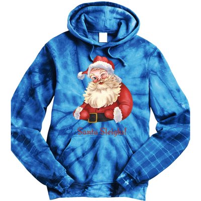 Retro Santa In Vintage Sleigh All Day Christmas Meaningful Gift Tie Dye Hoodie