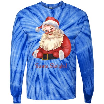 Retro Santa In Vintage Sleigh All Day Christmas Meaningful Gift Tie-Dye Long Sleeve Shirt