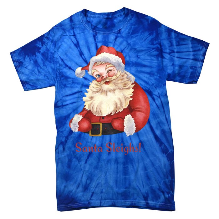 Retro Santa In Vintage Sleigh All Day Christmas Meaningful Gift Tie-Dye T-Shirt