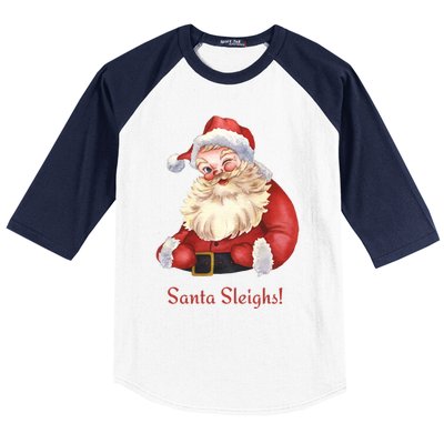 Retro Santa In Vintage Sleigh All Day Christmas Meaningful Gift Baseball Sleeve Shirt