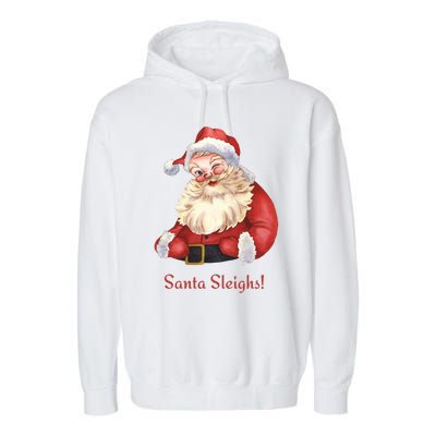 Retro Santa In Vintage Sleigh All Day Christmas Meaningful Gift Garment-Dyed Fleece Hoodie