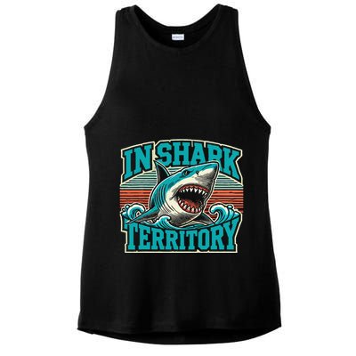 Retro Shark In Shark Territory Ladies PosiCharge Tri-Blend Wicking Tank