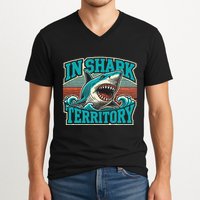 Retro Shark In Shark Territory V-Neck T-Shirt