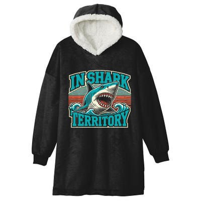 Retro Shark In Shark Territory Hooded Wearable Blanket