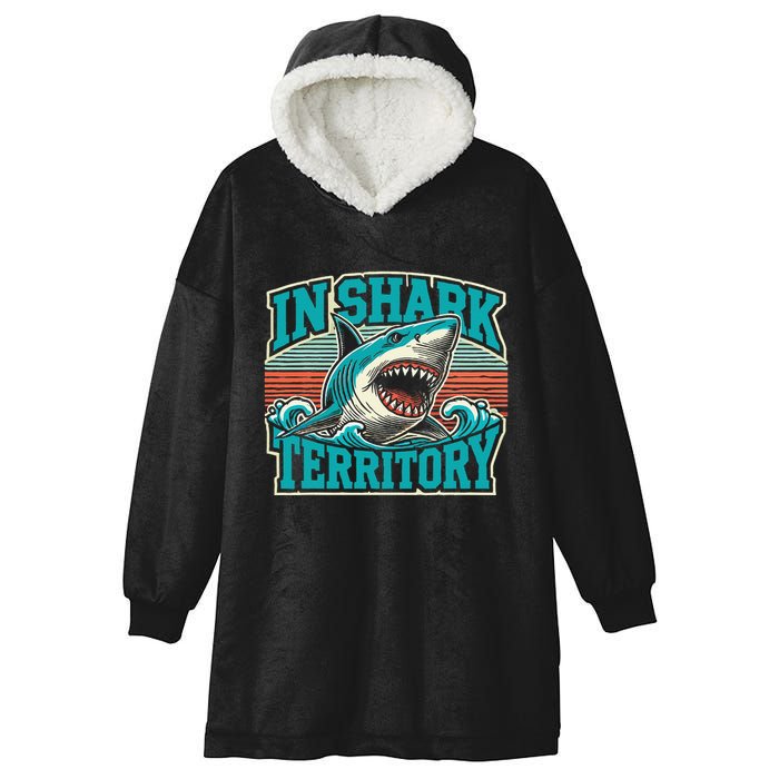 Retro Shark In Shark Territory Hooded Wearable Blanket