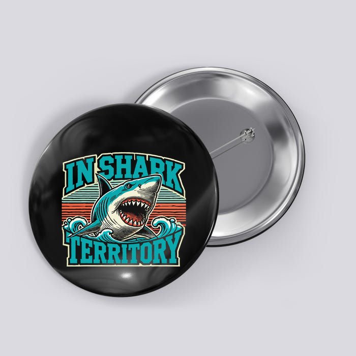 Retro Shark In Shark Territory Button