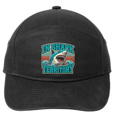 Retro Shark In Shark Territory 7-Panel Snapback Hat
