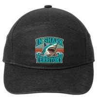 Retro Shark In Shark Territory 7-Panel Snapback Hat