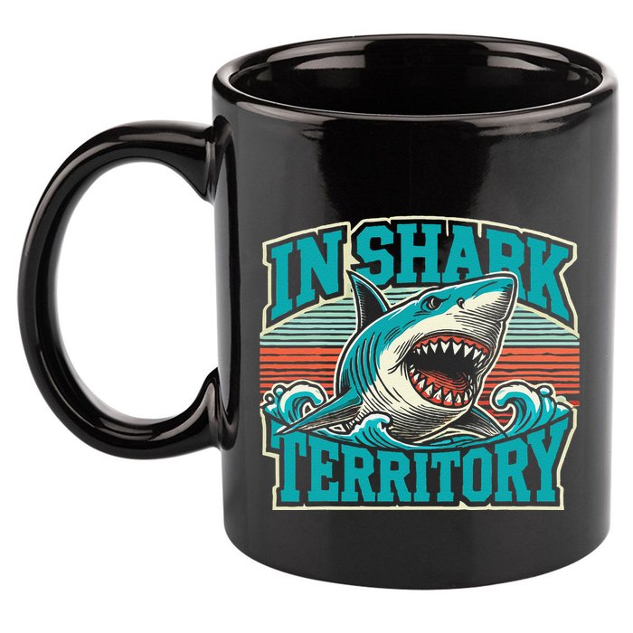 Retro Shark In Shark Territory 11oz C Handle Ceramic Mug