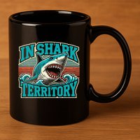 Retro Shark In Shark Territory 11oz C Handle Ceramic Mug