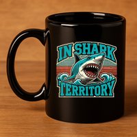 Retro Shark In Shark Territory 11oz C Handle Ceramic Mug