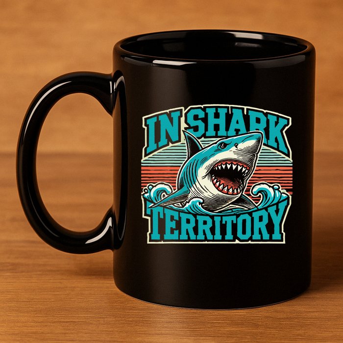 Retro Shark In Shark Territory 11oz C Handle Ceramic Mug