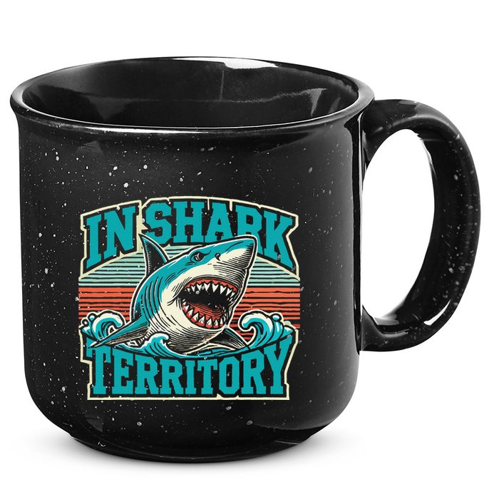 Retro Shark In Shark Territory 15oz Campfire Ceramic Mug