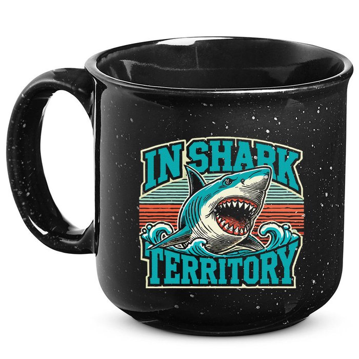 Retro Shark In Shark Territory 15oz Campfire Ceramic Mug