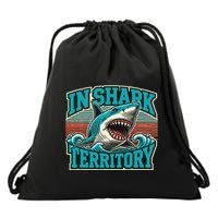 Retro Shark In Shark Territory Drawstring Bag