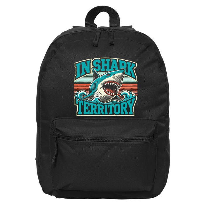 Retro Shark In Shark Territory 16 in Basic Backpack