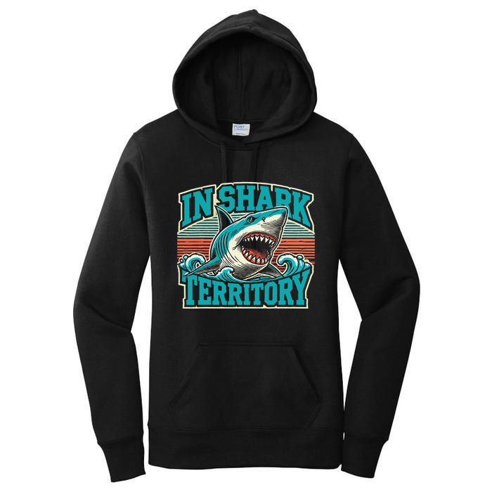 Retro Shark In Shark Territory Women's Pullover Hoodie