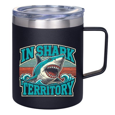 Retro Shark In Shark Territory 12oz Stainless Steel Coffee Mug