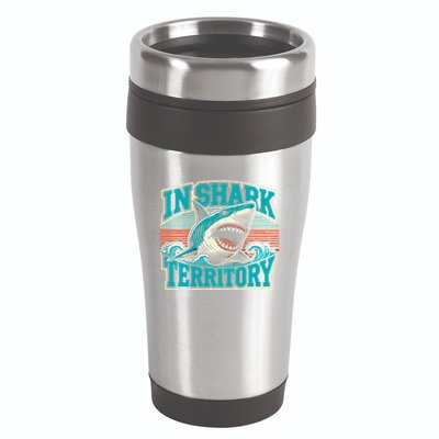 Retro Shark In Shark Territory 16oz Travel Tumbler