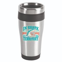 Retro Shark In Shark Territory 16oz Travel Tumbler
