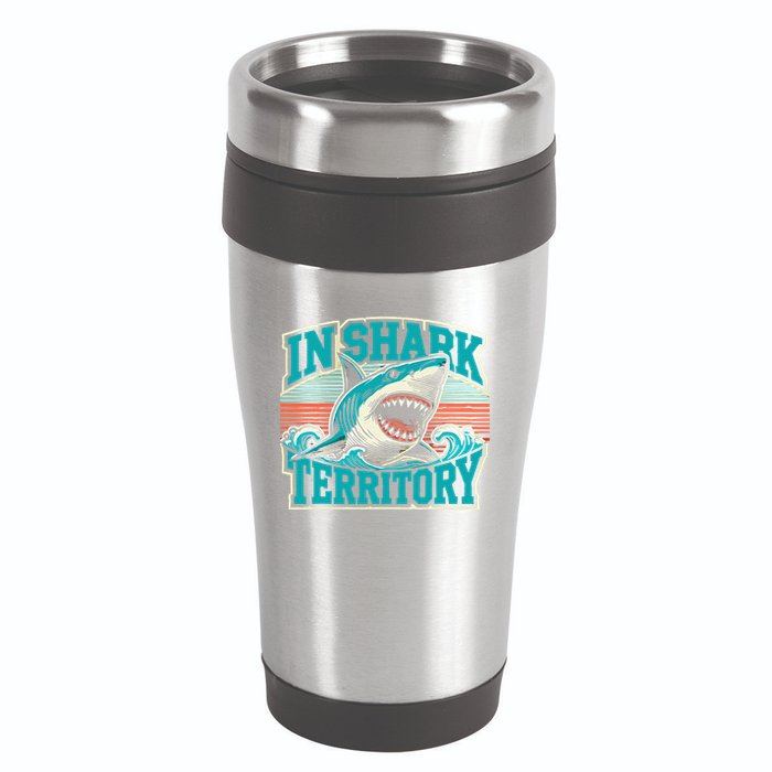 Retro Shark In Shark Territory 16oz Travel Tumbler